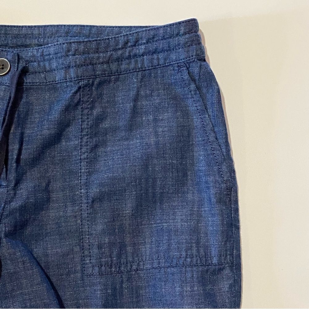 Talbots Petites Signature Rolled Cuff Blue Chambray Denim Ankle Pants Size 4P - Picture 4 of 16